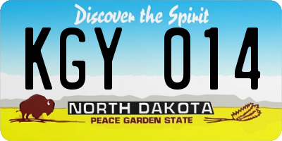 ND license plate KGY014