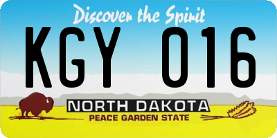 ND license plate KGY016