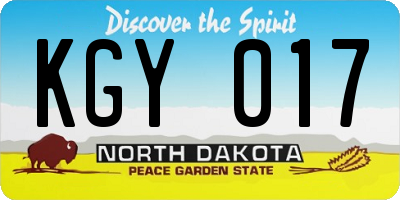 ND license plate KGY017