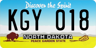 ND license plate KGY018