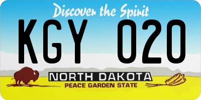 ND license plate KGY020