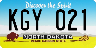 ND license plate KGY021