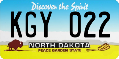ND license plate KGY022