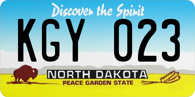 ND license plate KGY023