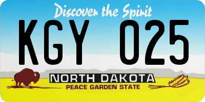 ND license plate KGY025