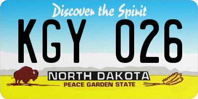 ND license plate KGY026