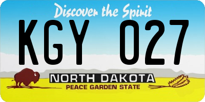 ND license plate KGY027