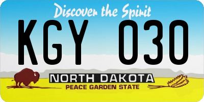 ND license plate KGY030