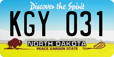 ND license plate KGY031