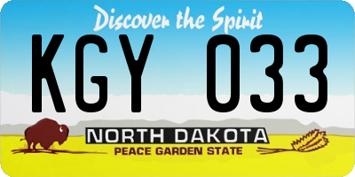 ND license plate KGY033