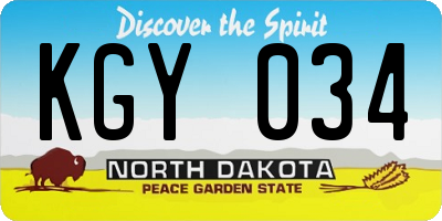 ND license plate KGY034