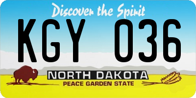 ND license plate KGY036