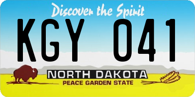 ND license plate KGY041