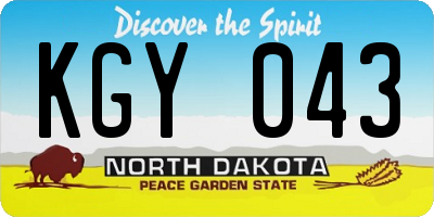 ND license plate KGY043