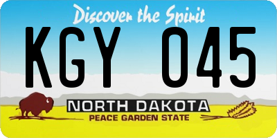 ND license plate KGY045