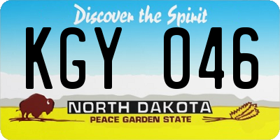 ND license plate KGY046