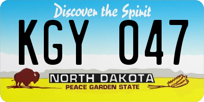 ND license plate KGY047