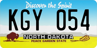 ND license plate KGY054