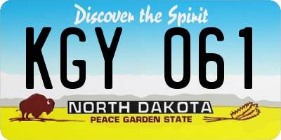 ND license plate KGY061