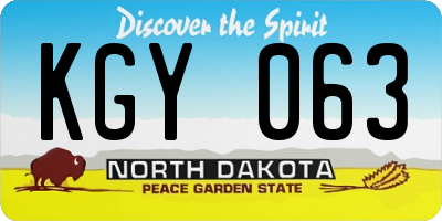 ND license plate KGY063