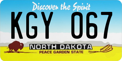 ND license plate KGY067