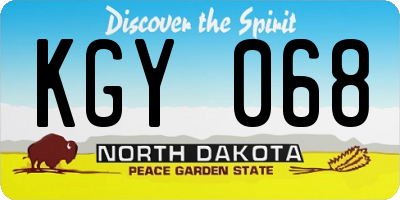 ND license plate KGY068