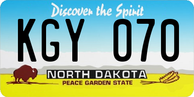 ND license plate KGY070