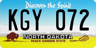ND license plate KGY072
