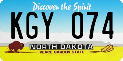 ND license plate KGY074