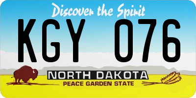 ND license plate KGY076