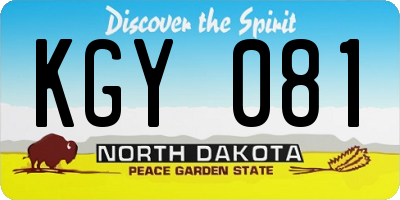 ND license plate KGY081