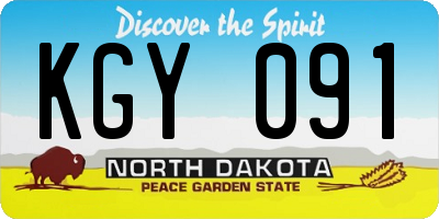 ND license plate KGY091