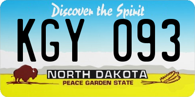 ND license plate KGY093