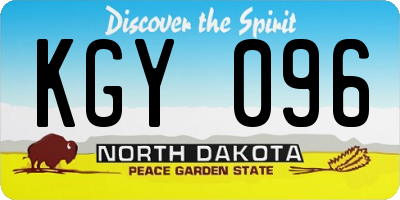 ND license plate KGY096