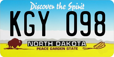 ND license plate KGY098