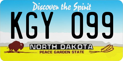 ND license plate KGY099