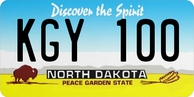 ND license plate KGY100