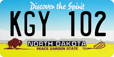 ND license plate KGY102