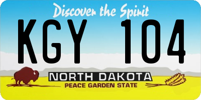 ND license plate KGY104