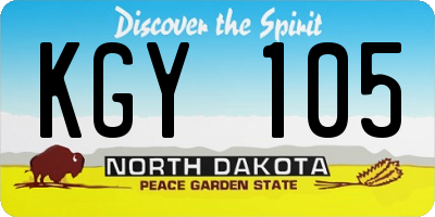 ND license plate KGY105