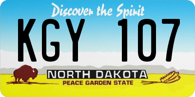 ND license plate KGY107