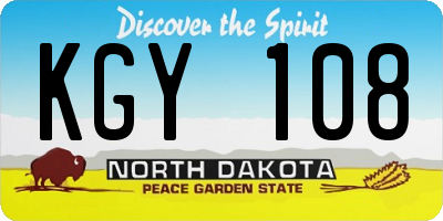 ND license plate KGY108