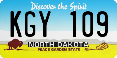 ND license plate KGY109