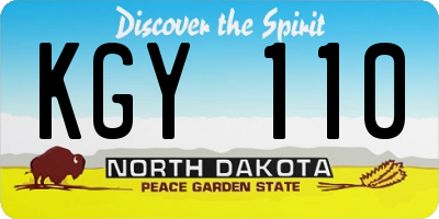 ND license plate KGY110