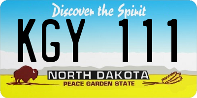 ND license plate KGY111