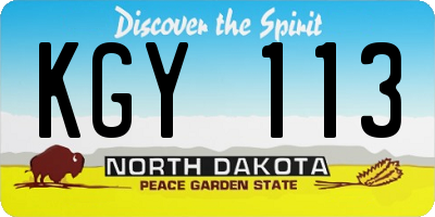 ND license plate KGY113