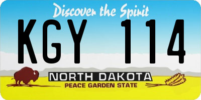 ND license plate KGY114