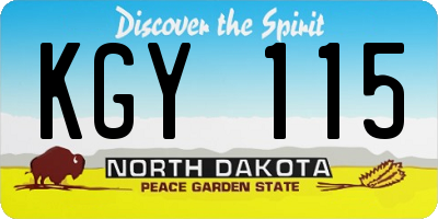 ND license plate KGY115