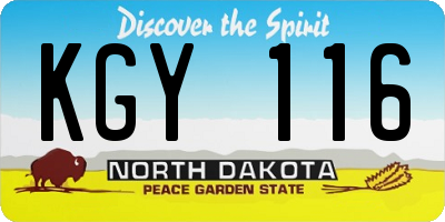 ND license plate KGY116