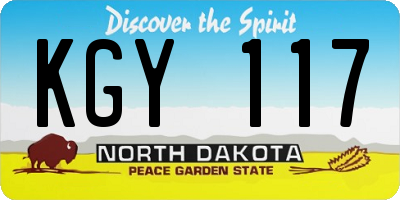 ND license plate KGY117